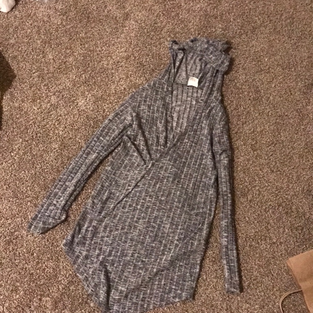 grey cardigan